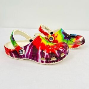 Crocs Classic Tie Dye Rainbow Unisex Clogs Men's Size 5 Women's Size 7